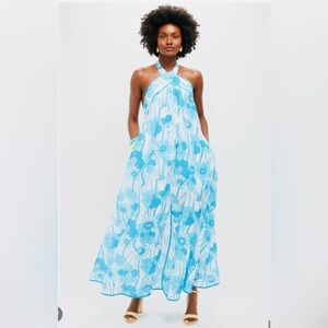 NWT Italian Loretta Caponi Flowers Waves Dress